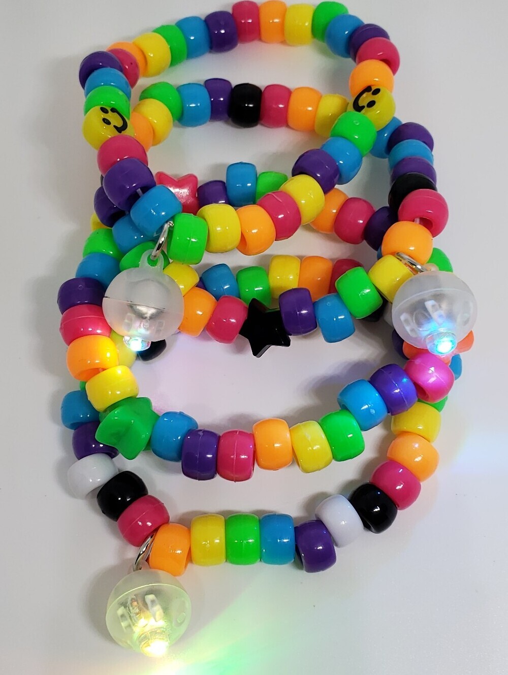 Handmade LED Light Rainbow stackable kandi Bracelets ♡